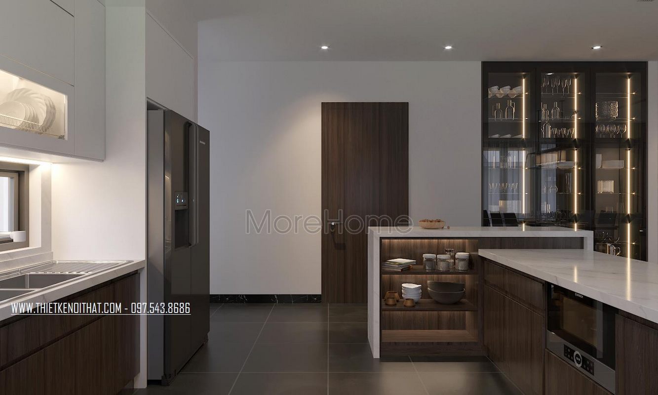 Thiết kế nội thất phòng bếp biệt thự Ecopark Văn Giang 